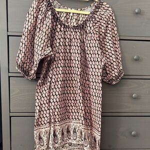 Joie Pink and Black Printed Midi Dress